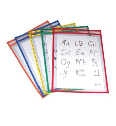 Reusable Dry Erase Pockets, Primary Colors, 9" x 12", Pack of 5