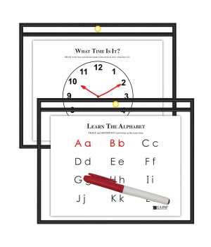 Reusable Dry Erase Pockets, 9" x 12", Black