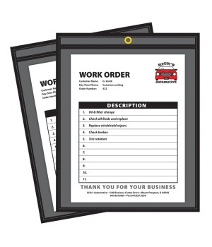 Shop Ticket Holders, Stitched, One Side Clear, 9" x 12", Box of 25