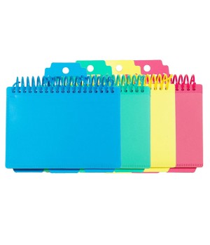 Spiral Bound Index Card Notebook with Index Tabs, Assorted Tropic Tones Colors, 1 Each