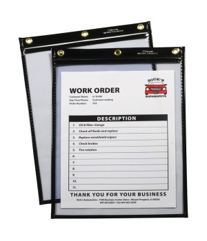 Shop ticket holders (stitched) both sides clear, super heavyweight plus, black, 9 x 12, 15/BX