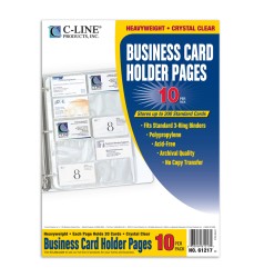 Business card holders, poly., (holds 20 cards/page), 11¼ x 8 1/8, 10/PK, 5PK/BX