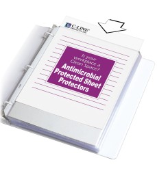 Heavyweight Poly Sheet Protectors with Antimicrobial Protection, Clear, Top Loading, 11 x 8-1/2, Box of 100