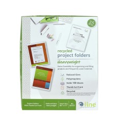 Recycled Poly Project Folders, Clear, Reduced Glare, 11" x 8-1/2", Box of 25