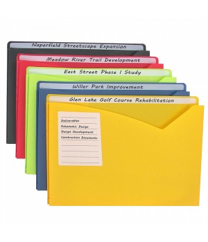 Write-On Poly File Jackets, Assorted Colors, 11" x 8.5", Box of 25