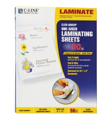 Heavyweight Cleer Adheer® Laminating Sheets, Clear, 9" x 12", Box of 50