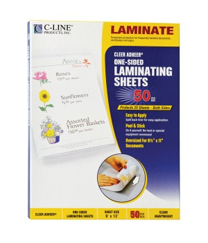 Heavyweight Cleer Adheer® Laminating Sheets, Clear, 9" x 12", Box of 50