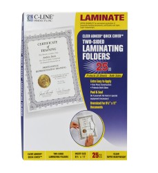 Super Heavyweight Cleer Adheer Quick Cover Laminating Pockets, Box of 25