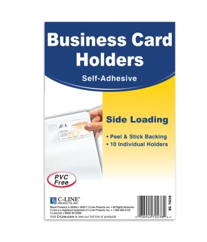 Self-Adhesive Business Card Holder, Side Load, 2" x 3-1/2", Pack of 10