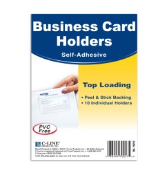 Peel & stick business card holders, top load, 2 x 3½, 10/PK, 5PK/BX