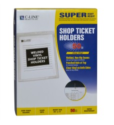 Vinyl Shop Ticket Holders, Welded, Both Sides Clear, 8-1/2" x 11", Box of 50