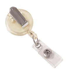 Retracting ID Card Reels, Spring Clip, Clear, Pack of 12