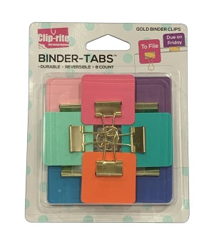 Binder Tabs, Assorted Gold Plated, Pack of 8