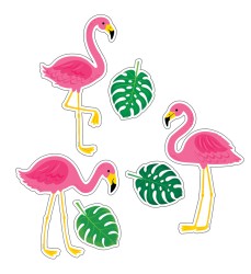 Palm Paradise Flamingo Fun 6" Designer Cut-Outs, Pack of 72