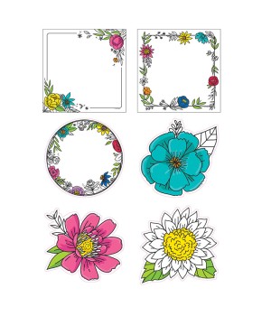 Bright Blooms Doodly Blooms 6" Designer Cut-Outs, Pack of 36
