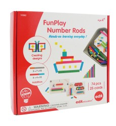 FunPlay Number Rods - Set of 74 Math Manipulatives + 50 Activities + Messy Tray