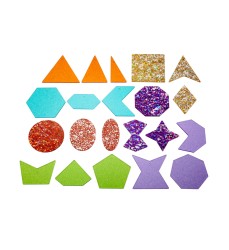 Rainbow Glitter Shapes - Set of 21 - 7 Colors - Explore Colors and Early Geometry