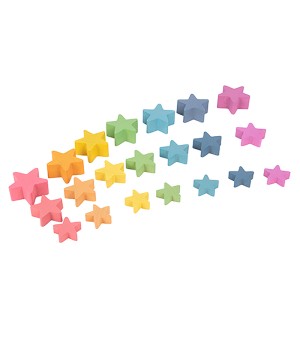 Rainbow Wooden Stars, Set of 21