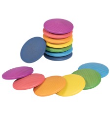 Rainbow Wooden Discs - Set of 14