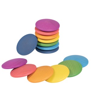 Rainbow Wooden Discs - Set of 14