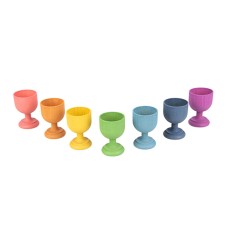 Rainbow Wooden Egg Cups - Set of 7 - For Ages 10m+ - Loose Parts Wooden Toy for Babies and Toddlers
