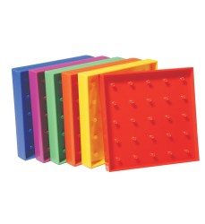 Double-Sided Geoboard Set - 5 x 5 Grid / 12 Pin Circular Array - Set of 6