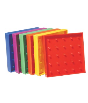 Double-Sided Geoboard Set - 5 x 5 Grid / 12 Pin Circular Array - Set of 6
