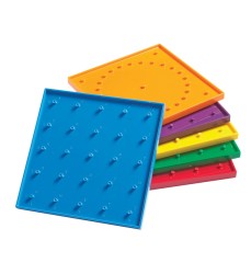Double-Sided Geoboard Set - 5 x 5 Grid / 24 Pin Circular Array - Set of 6