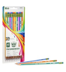 Pencils, #2 Soft, Neon Stripes, Presharpened, Pack of 10