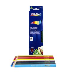 Triangular Colored Pencils, 5.5 mm core, With Sharpener, Assorted Colors, 12 Count