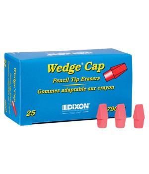 Wedge Pencil Cap Erasers, Pink, Pack of 25