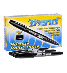 Trend Porous Point Pens, 12 Count, Black