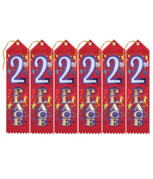 2nd Place Award Ribbon, 2" x 8", Pack of 6