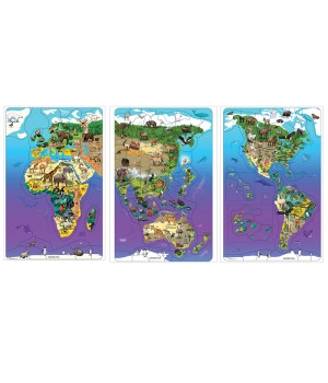 Animal Magnetism® Magnetic Wildlife Map Puzzle Bundle, Set of 3