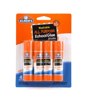 Washable School Glue Sticks, All Purpose, 4-Pack