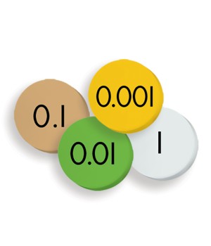 4-Value Decimals to Whole Number Place Value Discs, 100 Discs