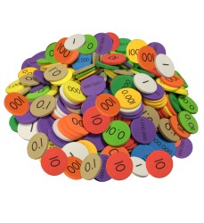 10-Value Decimals to Whole Numbers Place Value Discs, 250 Discs