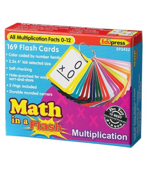 Math in a Flash Color-Coded Multiplication Flash Cards, 169 Cards