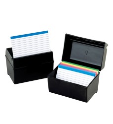 Plastic Index Box, 3" x 5", 300 Card Capacity, Black