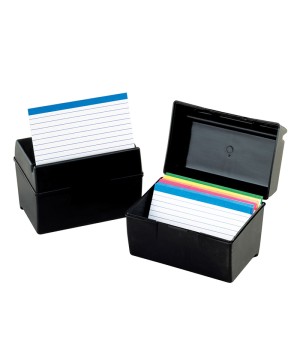 Plastic Index Box, 3" x 5", 300 Card Capacity, Black