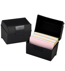 Plastic Index Box, 4" x 6", 400 Card Capacity, Black