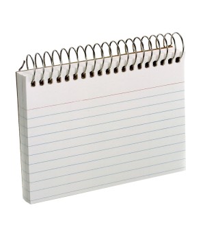 Spiral Index Cards, 3" x 5", White, Ruled, 50 Per Pack