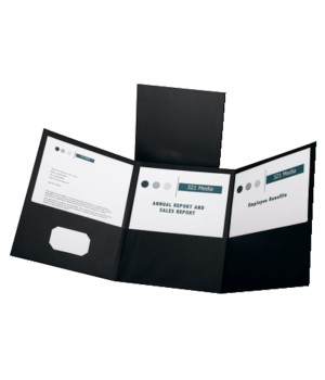 Paper Tri Fold Pocket Folder, Black, Pack of 20