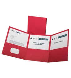 Paper Tri Fold Pocket Folder, Red, Pack of 20