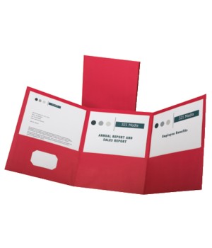 Paper Tri Fold Pocket Folder, Red, Pack of 20