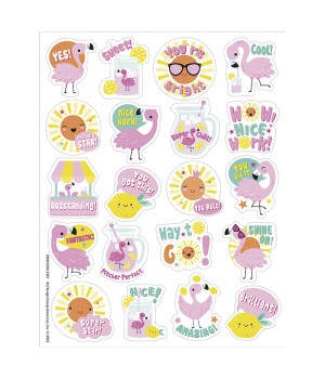 Flamingo Strawberry Lemonade Scented Stickers, Pack of 80