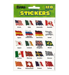 World Flags (20 Countries) Theme Stickers, Pack of 120