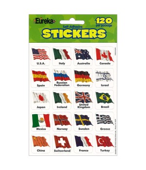 World Flags (20 Countries) Theme Stickers, Pack of 120