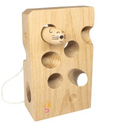 Cheesalino Wooden Lacing Toy (Cheese And Mouse)