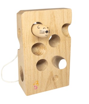 Cheesalino Wooden Lacing Toy (Cheese And Mouse)